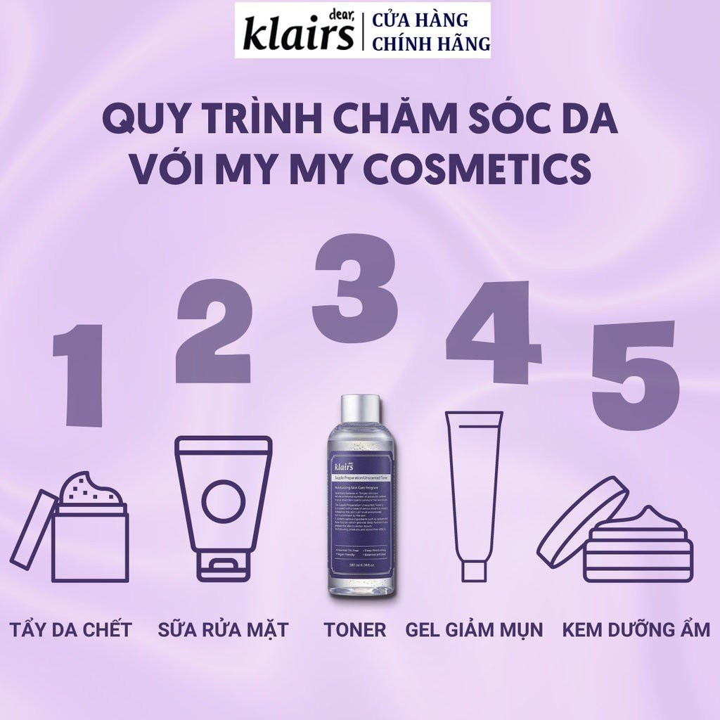 Toner Klairs 180ML không mùi dưỡng ẩm và làm mềm da chính hãng
