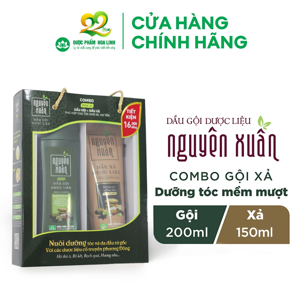 Combo Dầu gội 200ml và Dầu xả 150ml Nguyên Xuân Xanh dưỡng tóc chuyên sâu