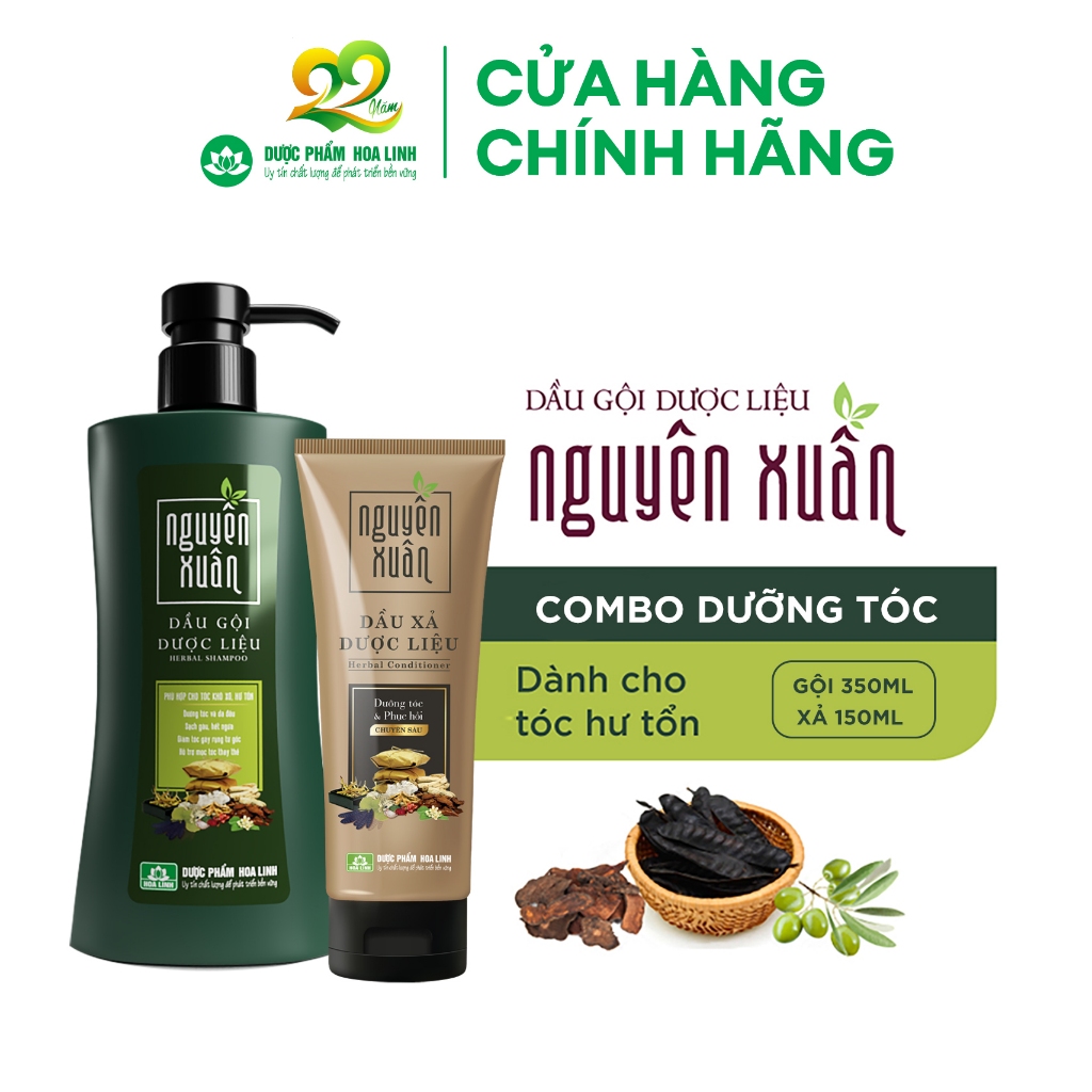 Bộ Dầu gội 450ml và Dầu xả 150ml Nguyên Xuân xanh dưỡng tóc - Dành cho tóc khô xơ, hư tổn