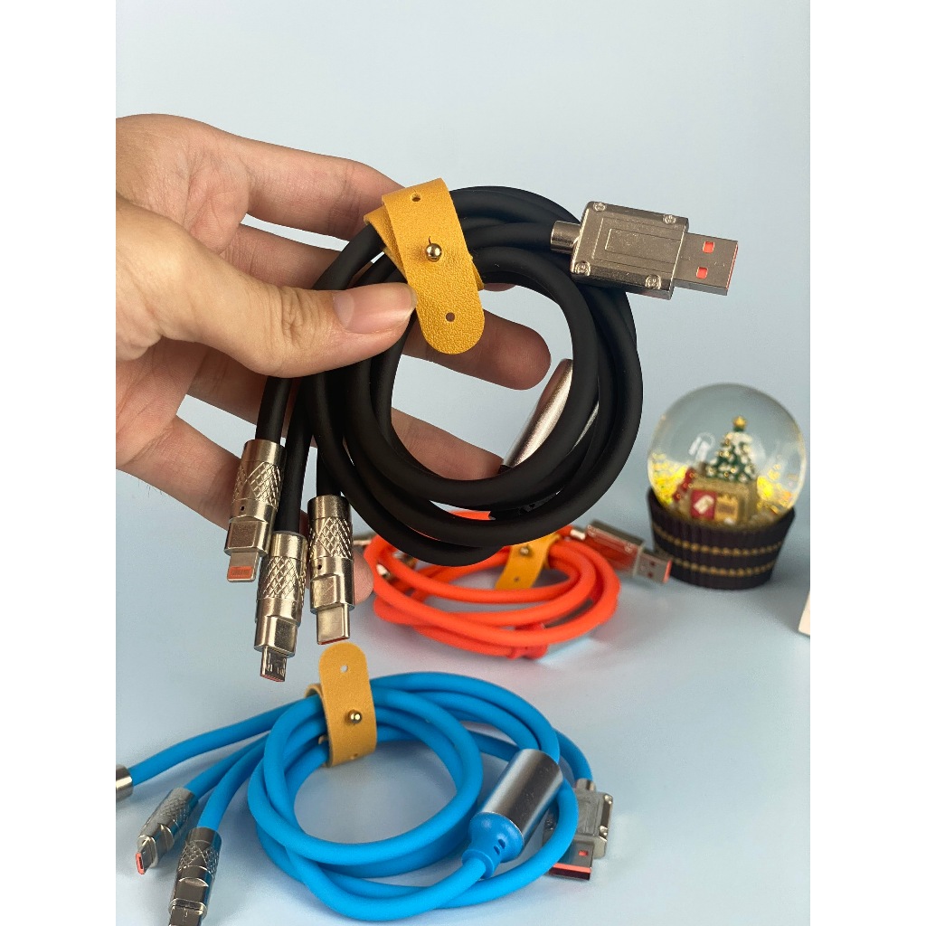 Dây Cáp Sạc Nhanh 3 Trong 1 120W 6A Micro Usb/ Type C / Lai ning Bằng Hợp Kim Kẽm và Silicone
