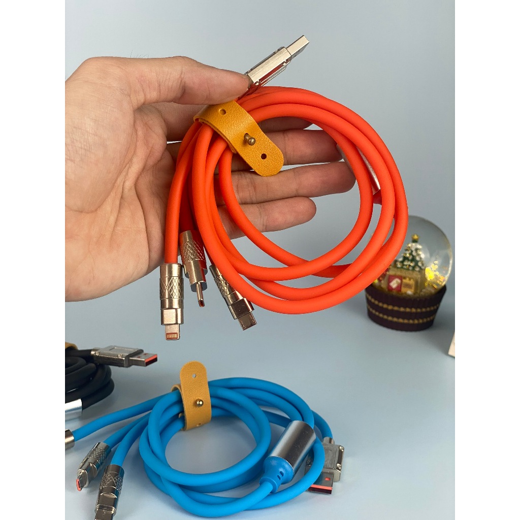 Dây Cáp Sạc Nhanh 3 Trong 1 120W 6A Micro Usb/ Type C / Lai ning Bằng Hợp Kim Kẽm và Silicone