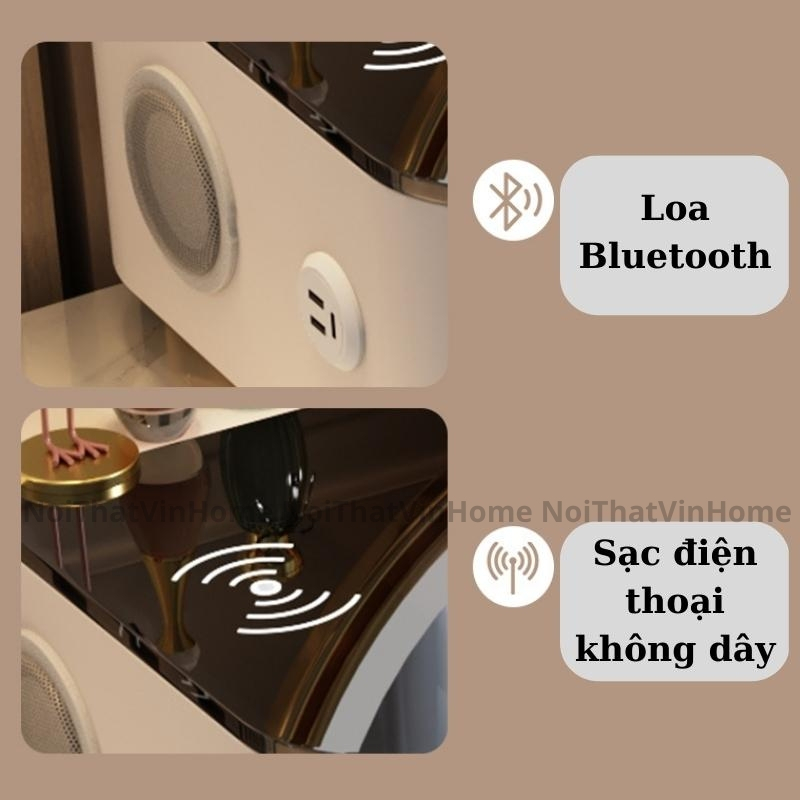 Bàn Trang Điểm Phong Cách Hiện Đại Thông Minh Có Sạc Không Dây, Loa Bluetooth Hàng Nhập Khẩu - Nội Thất Vin Home