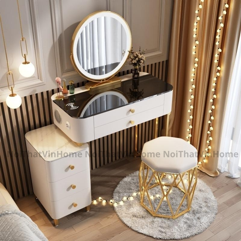 Bàn Trang Điểm Phong Cách Hiện Đại Thông Minh Có Sạc Không Dây, Loa Bluetooth Hàng Nhập Khẩu - Nội Thất Vin Home