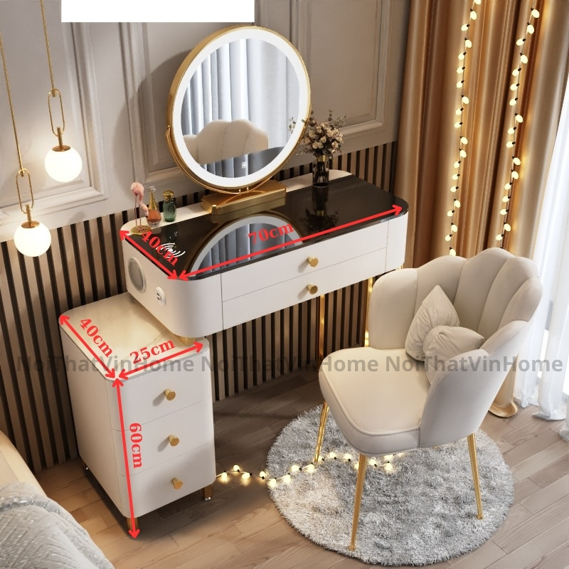Bàn Trang Điểm Phong Cách Hiện Đại Thông Minh Có Sạc Không Dây, Loa Bluetooth Hàng Nhập Khẩu - Nội Thất Vin Home