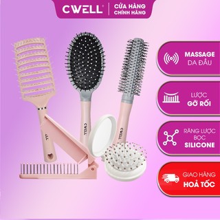 Lược chải tóc gỡ rối CWell lược massage có đệm khí, tạo phồng tạo kiểu cho tóc xoăn C01PK