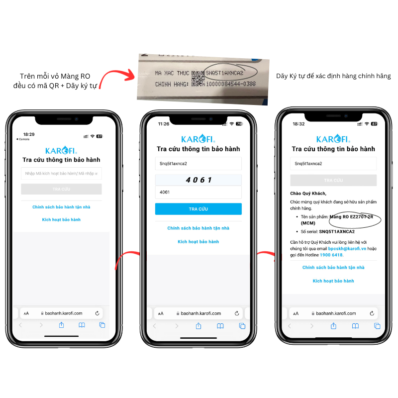 Màng RO Purifim Mỹ Karofi màng đúc công suất 100GDP  tỉ lệ tinh khiết/thải 40/60 hàng chính hãng