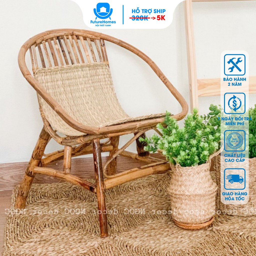 Ghế lười thư giãn mây tre con sò trang trí sân vườn ban công; decor bàn ghế uống trà/FutureHomes