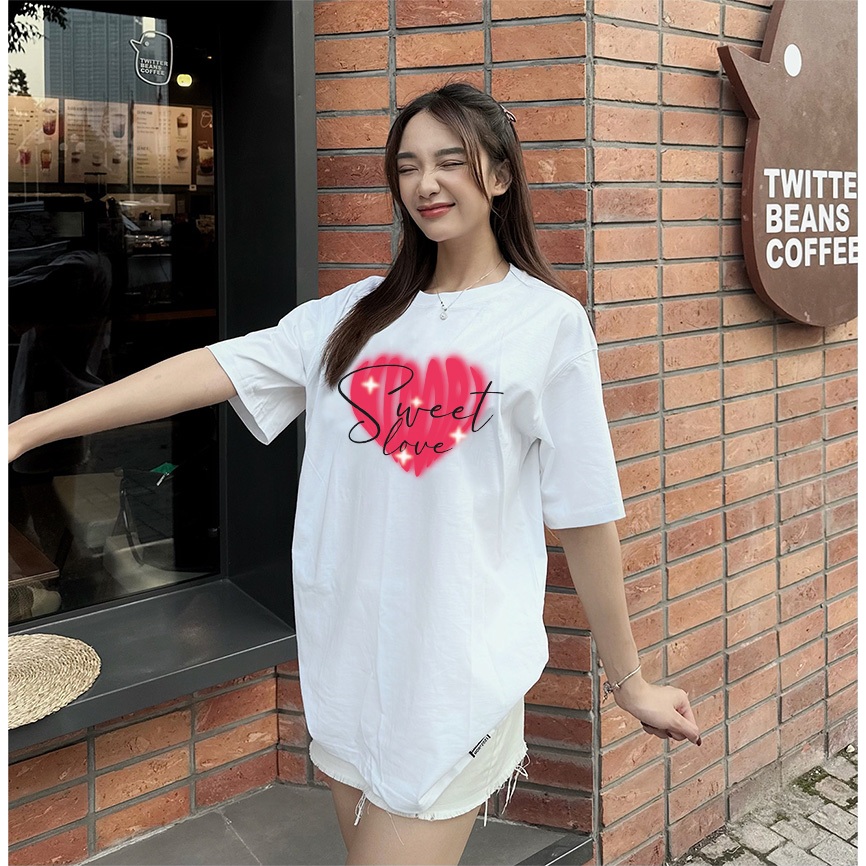 Áo thun unisex form rộng tay lỡ Phông Nam Nữ SWEET LOVE | Local Brand Midori Dress