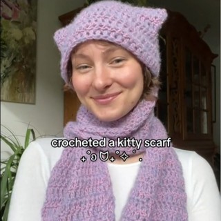 Kitty scarf/mũ len tai mèo kèm khăn quàng cổ