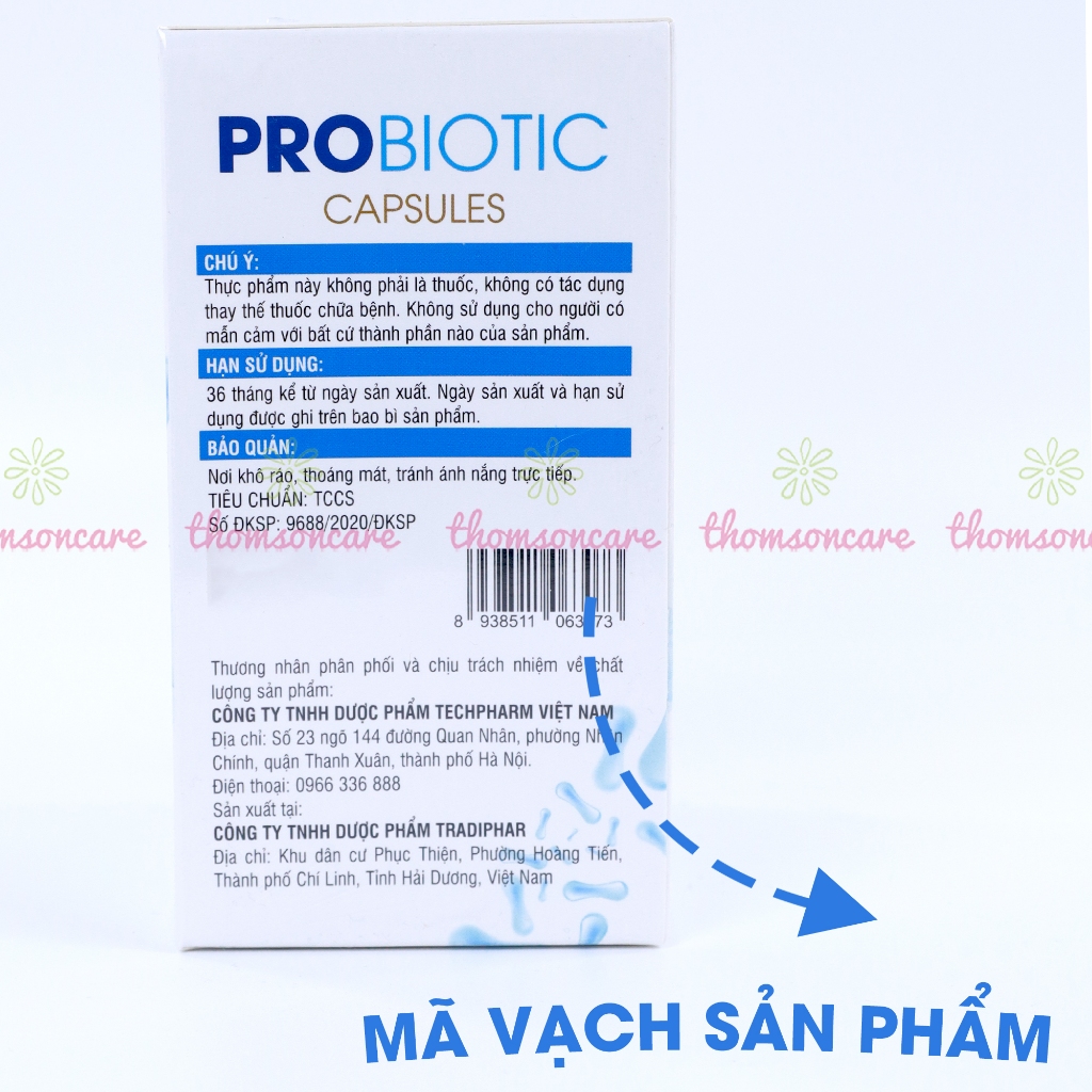 Men tiêu hóa Probiotic, cải thiện hệ vi sinh đường ruột, giảm rối loạn tiêu hóa, ăn ngon, men có thêm kẽm - Hộp 100 viên