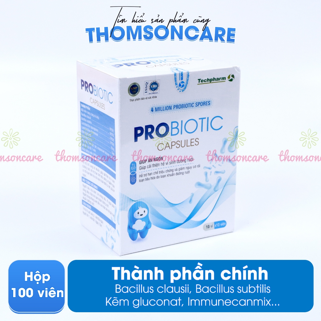 Men tiêu hóa Probiotic, cải thiện hệ vi sinh đường ruột, giảm rối loạn tiêu hóa, ăn ngon, men có thêm kẽm - Hộp 100 viên