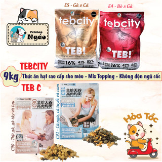 Hạt teb city / teb c / teb g / teb z không độn ngũ cốc - thức ăn hạt cao cấp có topping cho mèo tebcity => 9kg <=
