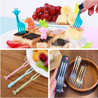 [FREESHIP] SET 10 NĨA INOX, HÌNH ĐỘNG VẬT - HỦ 50 NĨA NHỰA GHIM TRÁI CÂY, RAU CÂU