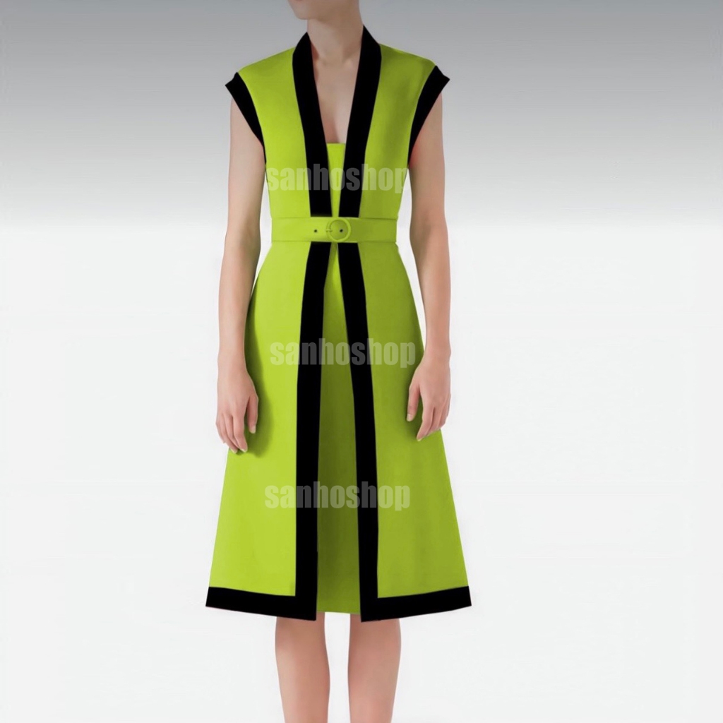 ĐẦM MIDI T0MMY C0NTRAST BELTED