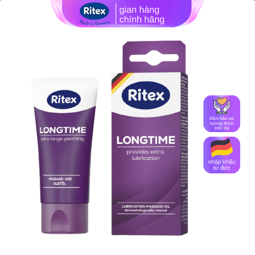 Gel bôi trơn Ritex Long time kéo dài thời gian, mát xa mượt mà tuýp 60ml