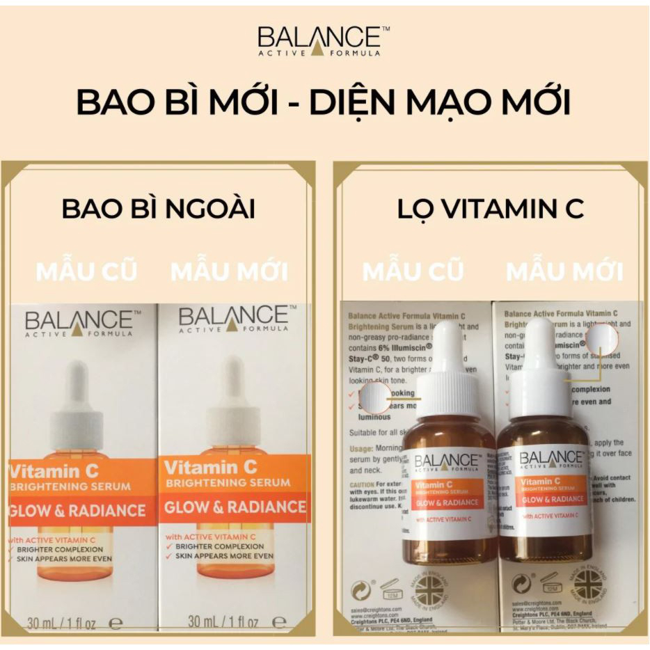 Tinh Chất Dưỡng Da Balance Active Formula Vitamin C/Niacinamide/Hyaluronic/Gold Collagen 30ml