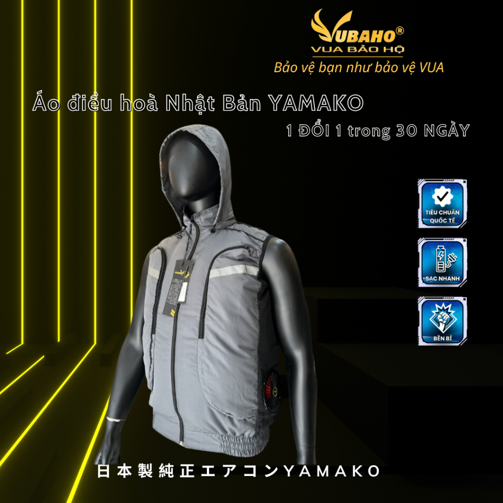 Áo quạt điều hoà ghile Nhật Bản Yamako bán rời, áo khoác gió điều hoà gi lê VUA BẢO HỘ Áo màu GHI
