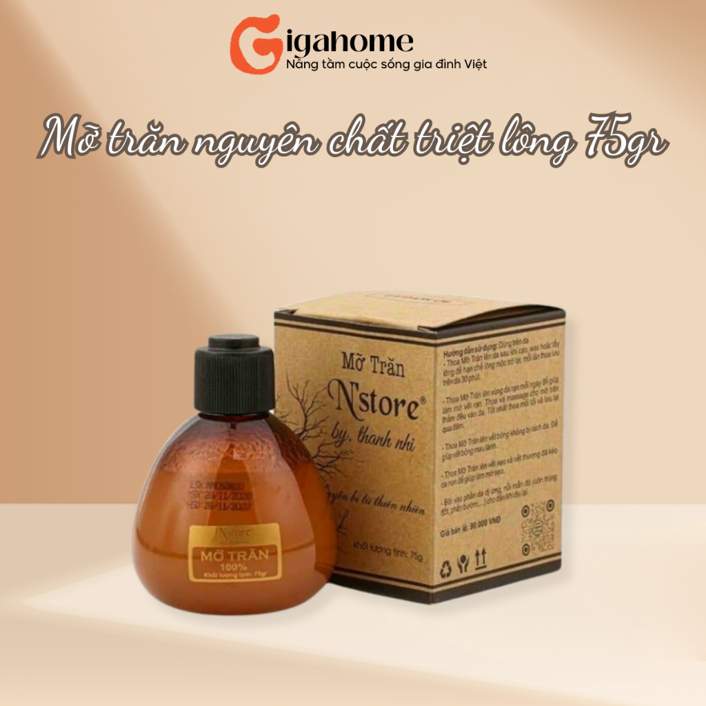 Mỡ Trăn Triệt Lông Nguyên Chất Mờ Rạn Da, Dịu Vết Thương 75gr GIGAHOMEVN 1012