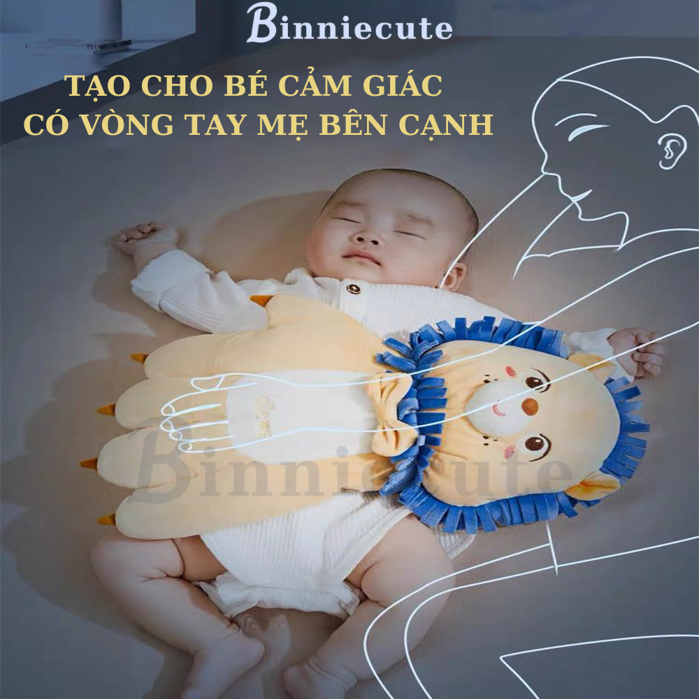 Gối bàn tay chống giật mình cho bé hình thú BINNIECUTE - giảm đầy hơi khó tiêu, giúp bé ngủ ngon - Kích thước 37x24cm