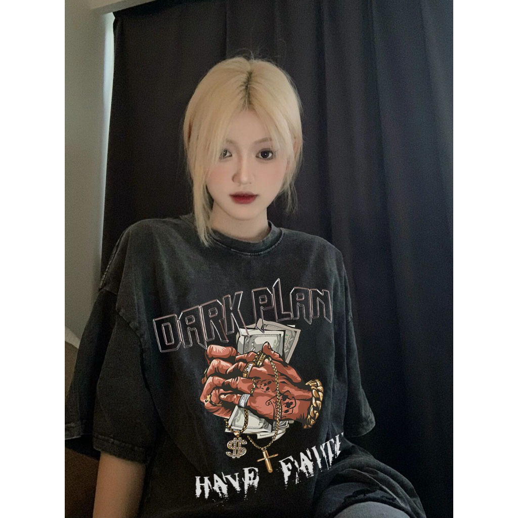 Back stree Áo phông nữ áo thun In đô la áo bigsize nữ áo thun unisex tee vintage 100%cotton