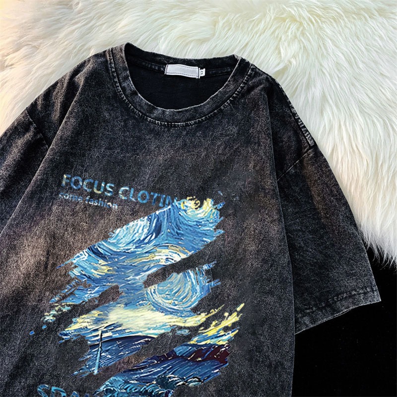 Back stree Áo phông nữ áo thun Bầu trời đầy sao áo bigsize nữ áo thun unisex tee vintage 100%cotton