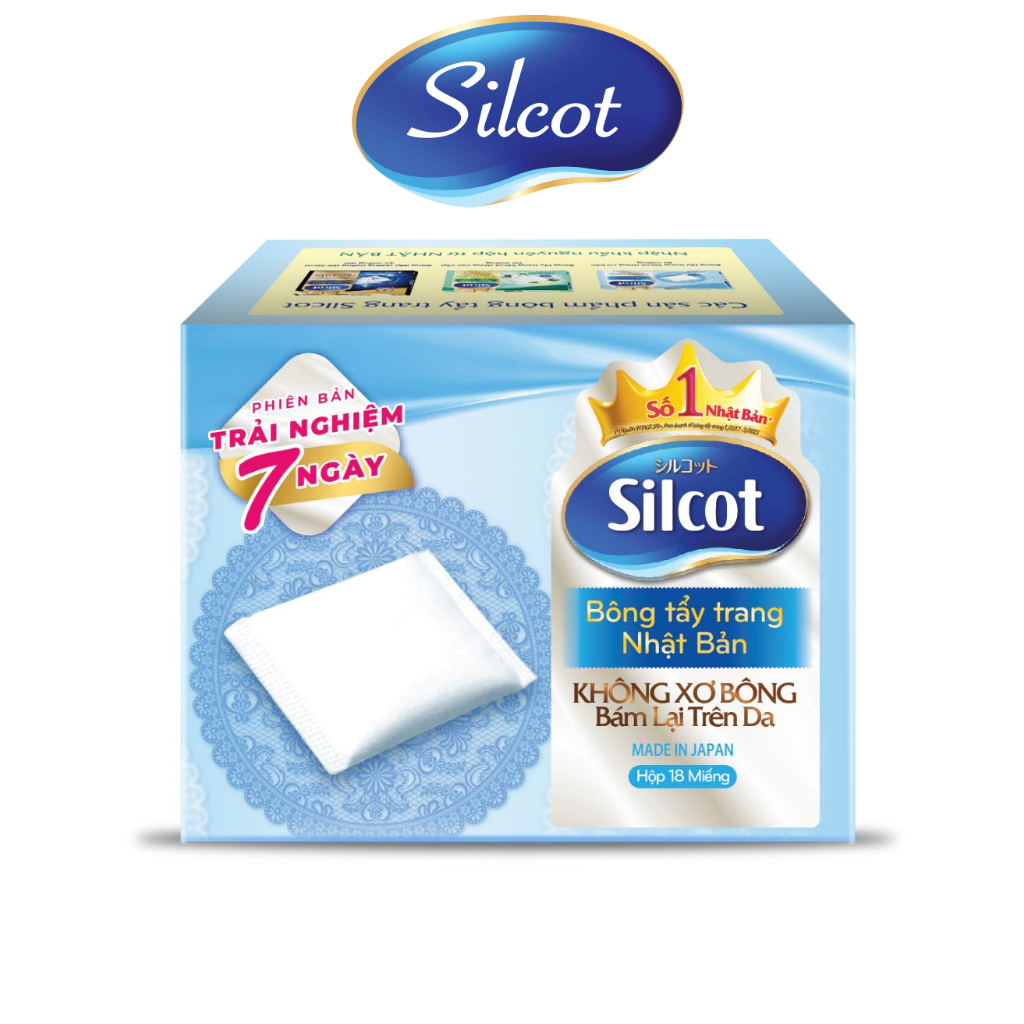 - Bộ 5 hộp Bông trang điểm (bông tẩy trang) Silcot 18 miếng/hộp