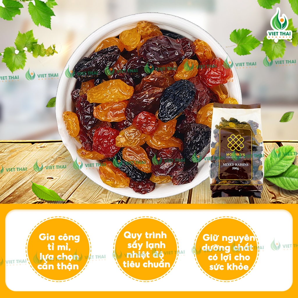 Nho Khô Thập Cẩm Úc Mix 3 Màu Mourad Chua Ngọt Siêu Ngon - HÀNG CHUẨN NGON chất lượng 500g