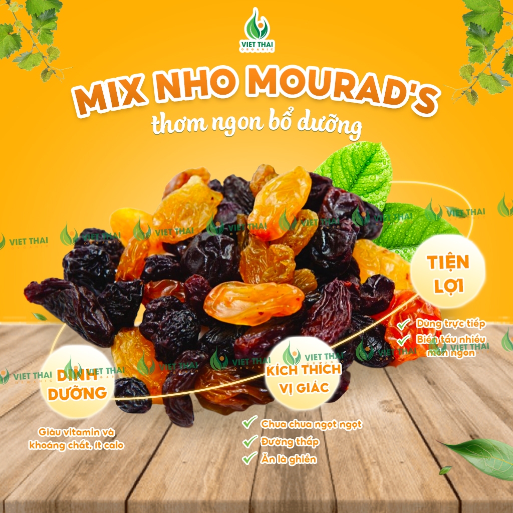 Nho Khô Thập Cẩm Úc Mix 3 Màu Mourad Chua Ngọt Siêu Ngon - HÀNG CHUẨN NGON chất lượng 500g
