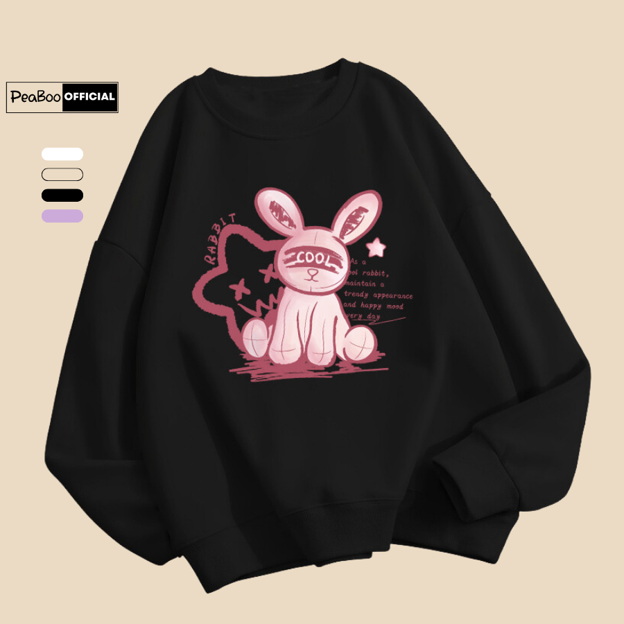 Áo Sweater Cool Rabbit Nam Nữ By PEABOO Unisex Chất Nỉ Lót Bông Form Rộng