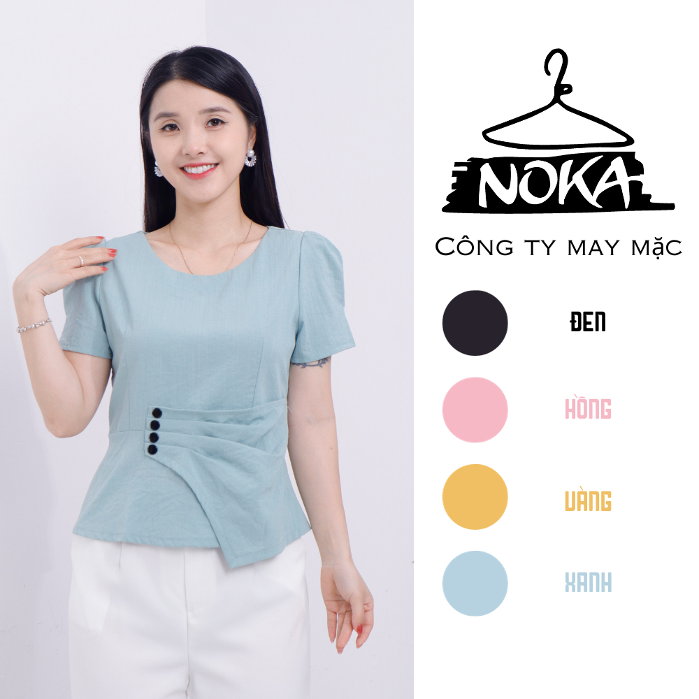 Áo công sở cổ tròn, cách điệu D88 NOKA