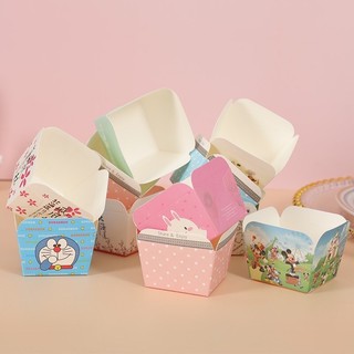 Cup giấy/ly giấy hình vuông đựng bánh cupcake, muffin, bông lan trứng muối -lốc 50 cái