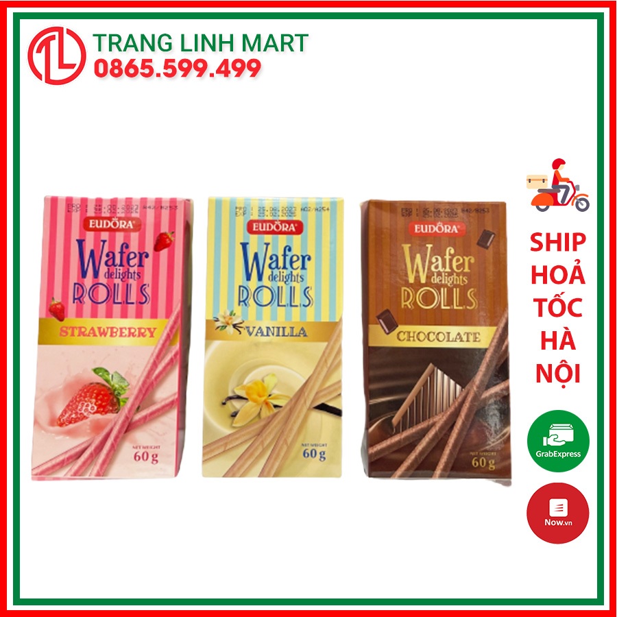 Bánh quế Wafer delight roll Eudora nhập khẩu Indonesia hộp 50g