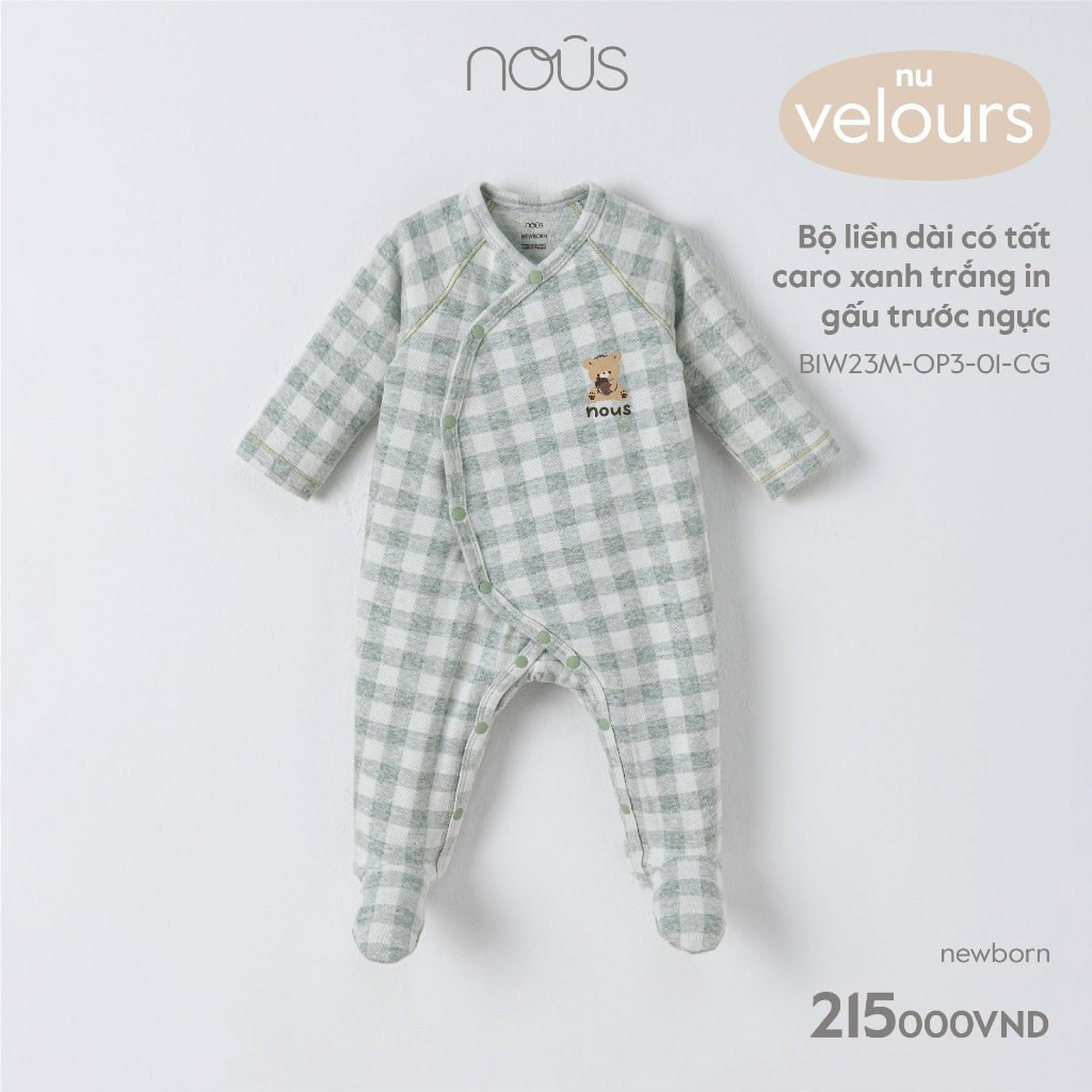 Bộ quần áo liền thân Nous sơ sinh bodysuit có tất thêu họa tiết cho bé các màu sắc dễ thương
