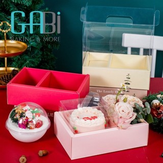 Hộp gato đôi mica màu trơn/trắng chữ LOVE