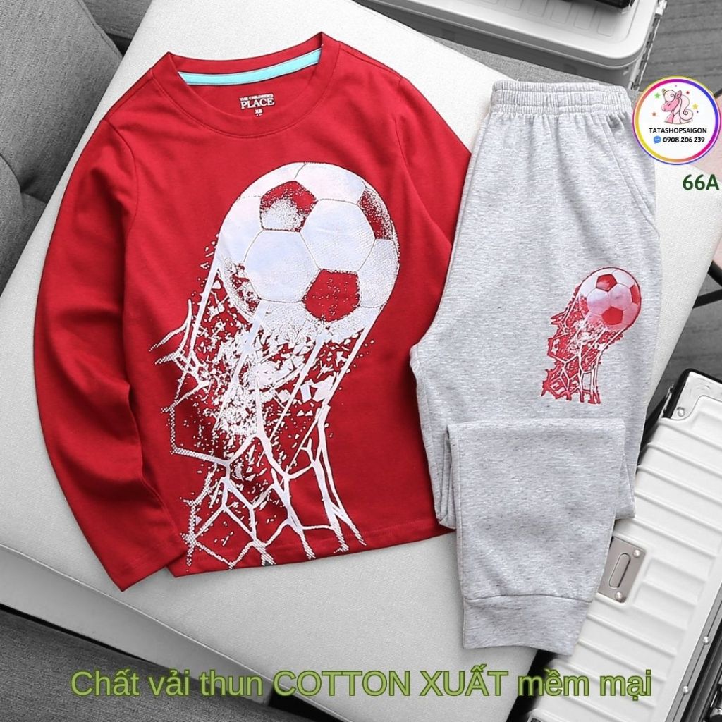 20 đến 45kg Bộ dài tay mặc ngủ cho bé trai chất cotton hàng xuất VNXK đẹp 066