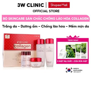 Bộ Skincare Trắng Da Săn Chắc Chống Lão Hóa 3W CLINIC Hàn Quốc chiết xuất từ Collagen giúp trắng sáng & mờ nám Full Size