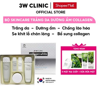 Bộ Skincare Dưỡng Trắng Da Dưỡng Ẩm 3W CLINIC Hàn Quốc chiết xuất từ Collagen ngăn ngừa lão hóa trắng sáng da Full Size