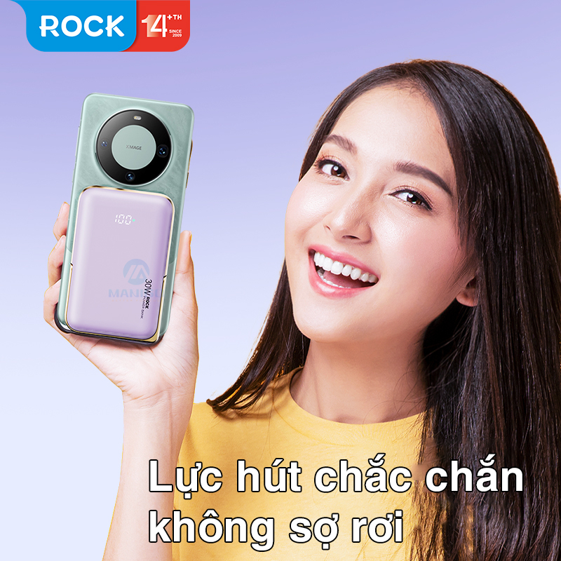 Pin sạc dự phòng không dây kèm giá đỡ điện thoại Rockspace P20 sạc nhanh PD20W 10000mAh - Hàng chính hãng có BH