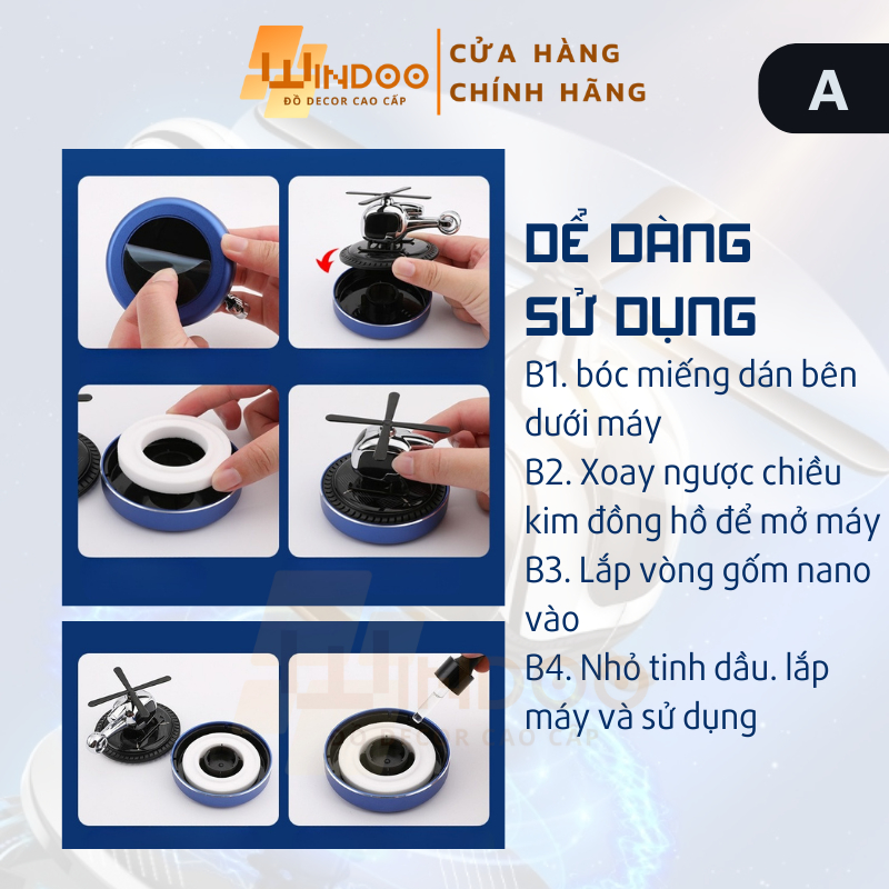 Máy khuếch tán tinh dầu ô tô xe hơi, tặng kèm nước hoa ô tô xe hơi năng lượng mặt trời hình máy bay trực thăng