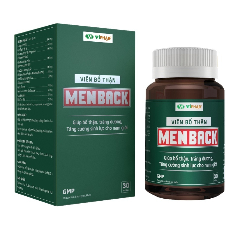 Viên Bổ Thận Tráng Dương MENBACK Giúp Mạnh Gân Cốt, Tăng Cường Sinh Lực Nam, Giảm Đau Lưng, Mỏi Gối, Tiểu Đêm- Lọ 30viên
