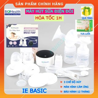 (HỏaTốc-1h) Máy hút sữa điện đôi BIOHEALTH IE BASIC pin sạc tích điện - Máy kích sữa mẹ 2 bình, 4 chế độ - Công nghệ Úc