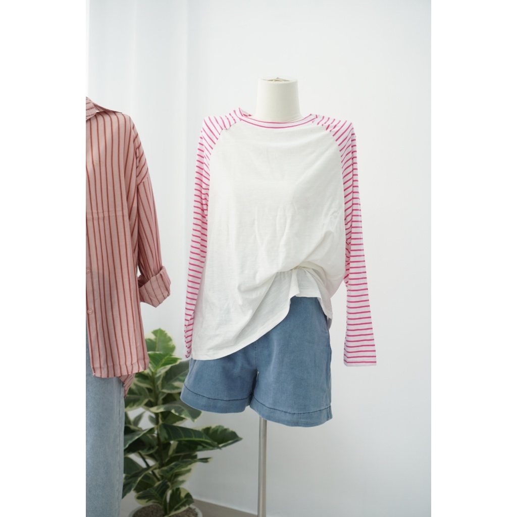 Áo thun nữ tay dài mùa thu kẻ sọc ngang  Ragan trẻ trung MENINA_STUDIO, áo thun tay dài chất cotton 100% dày dặn thoáng
