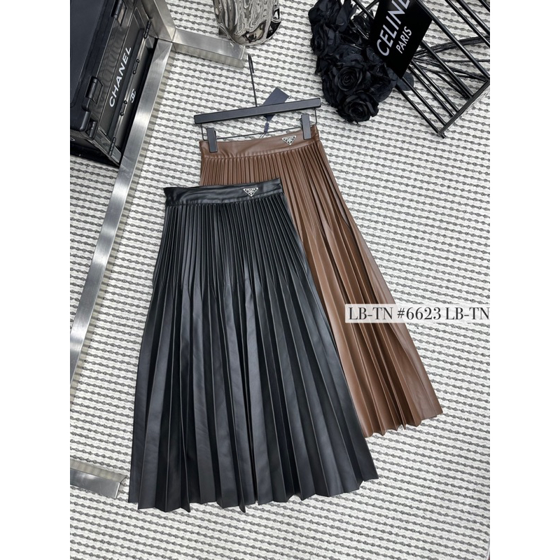 CHÂN VÁY DA DÁNG DÀI XẾP LY PADA CẠP CAO CẤP MS36716