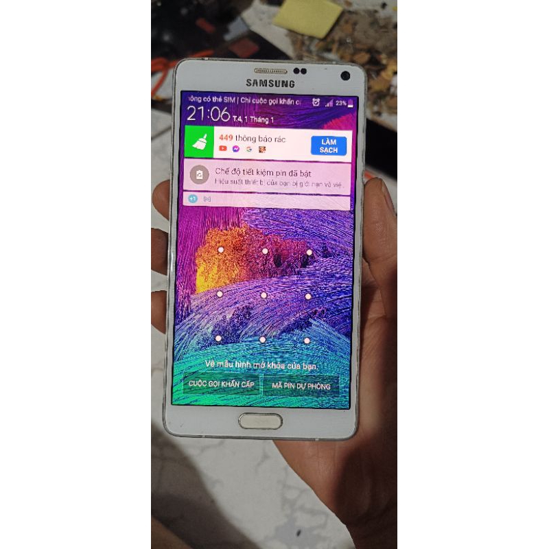 Cụm xác Samsung Note 4 máy nguyên cây bị mk màn lưu ảnh nhẹ