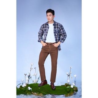 Áo Sơ Mi Nam Caro Navy Xám Dáng Regular - Men's Caro Navy Gray Regular Fit Shirt. 123MN4039B1990