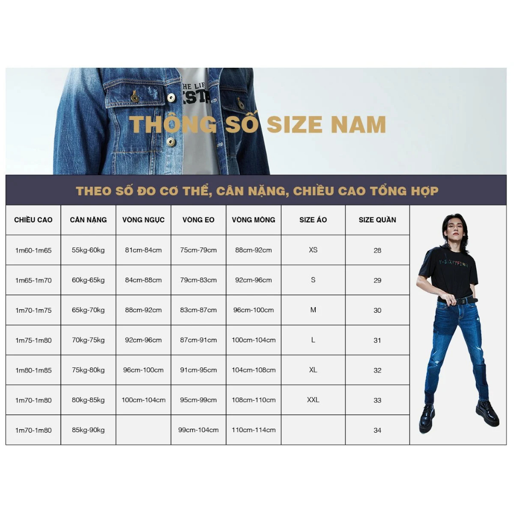 Quần Jeans Nam Dáng Suông Màu Đen Phối Chỉ Đỏ. Red Thread Black Straight Jeans - 222MD4083B2090