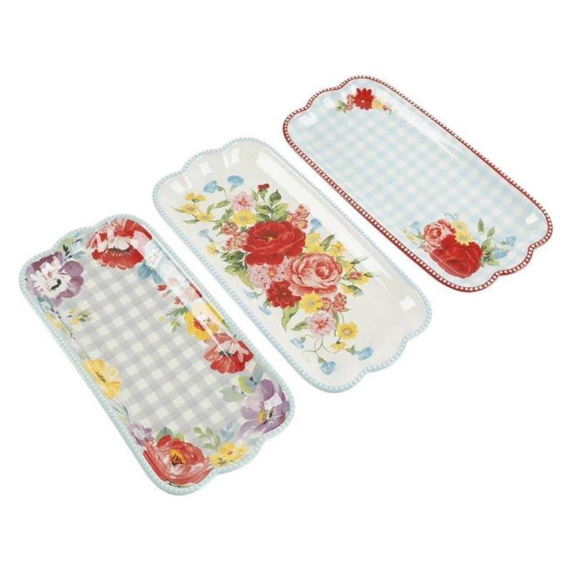 Set đĩa phục vụ 3 món The Pioneer Woman Floral Medley