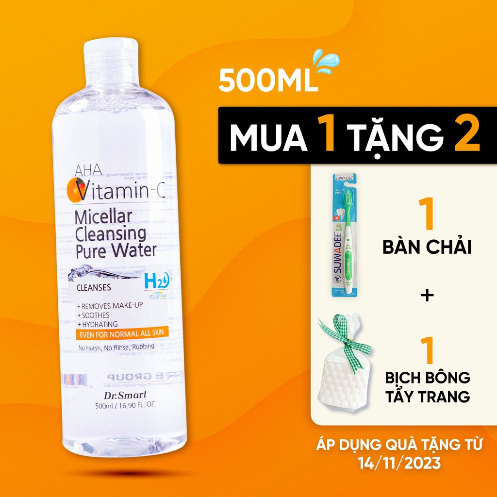Nước tẩy trang Hàn Quốc Detox cho da AHA Vitamin C, Micellar Cleansing Pure Water 500ml