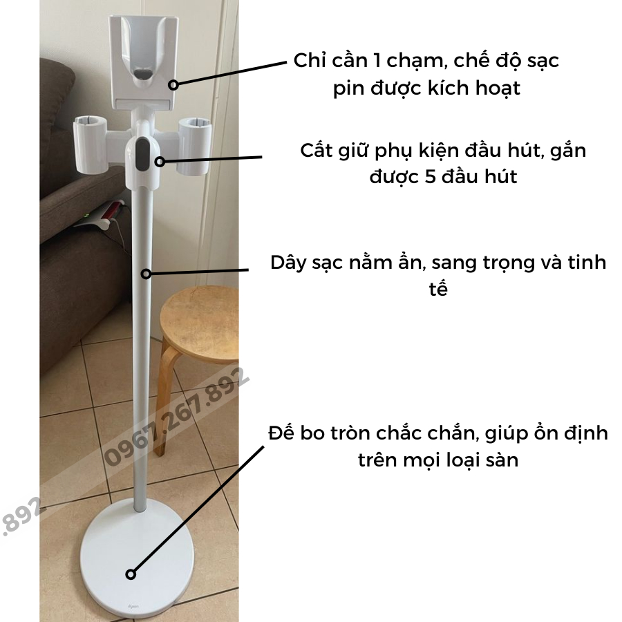 Chính hãng fullbox - DYSON Floor Dok Đế sạc / Giá treo máy hút bụi V12 , SV20