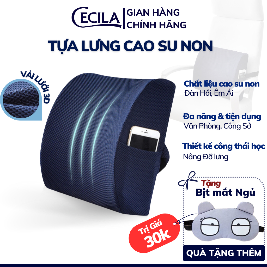 Gối tựa lưng văn phòng CECILA ruột cao su non đàn hồi cực tốt, thoáng khí dành cho dân văn phòng, lái xe | BigBuy360 - bigbuy360.vn